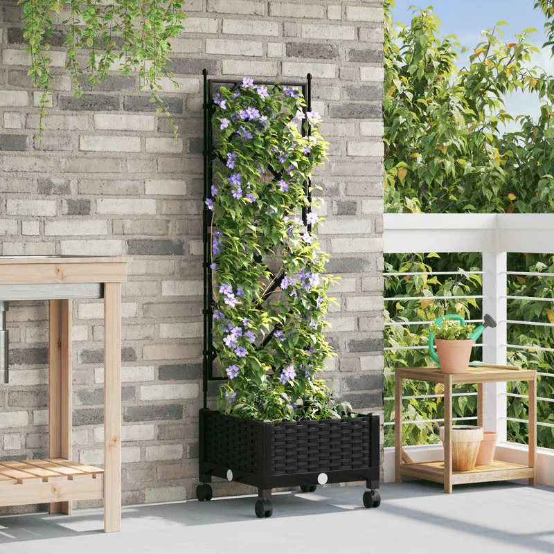Jardinera Con Enrejado Y Ruedas Negro 40 X 40 X 131,5 Cm Pp