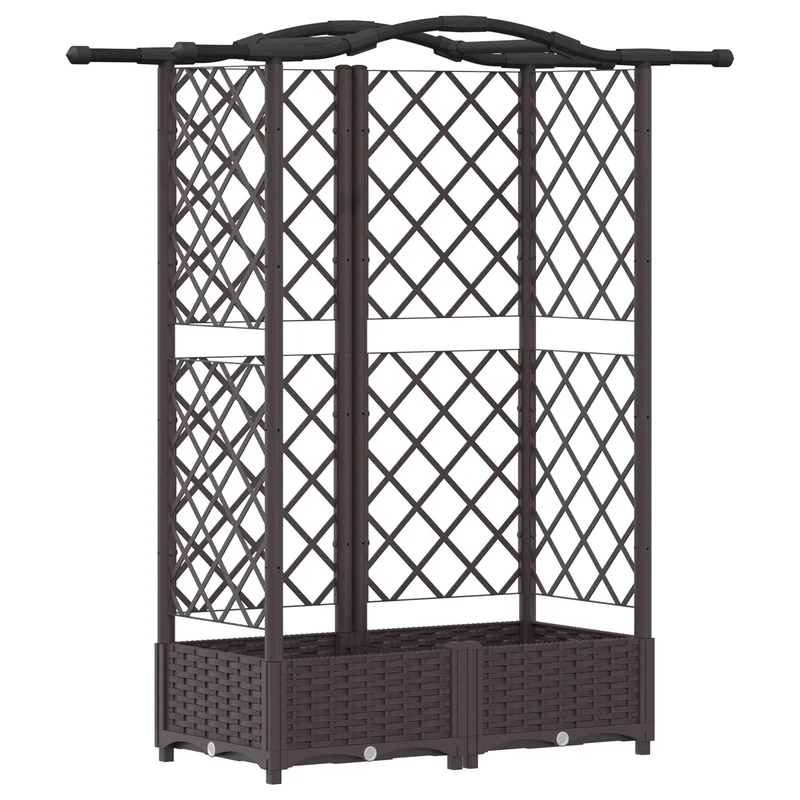Cama Elevada Con Trellis Y Techo Marrón 124 X 40 X 123 Cm Pp