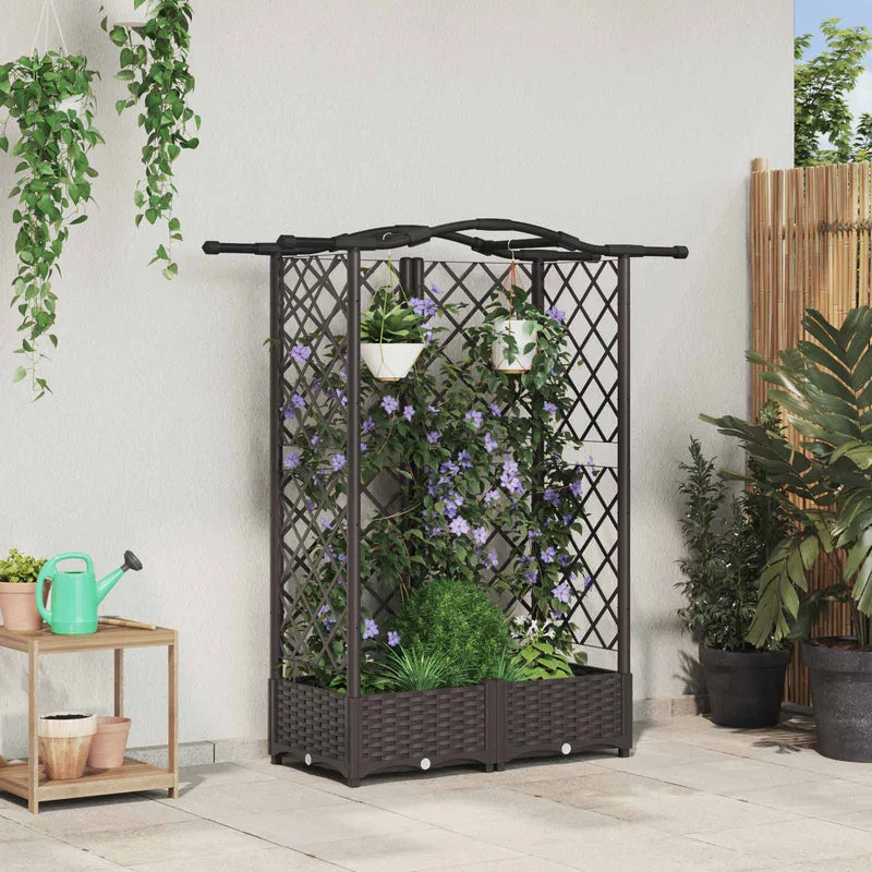Cama Elevada Con Trellis Y Techo Marrón 124 X 40 X 123 Cm Pp