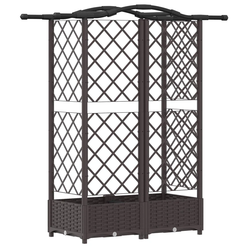 Cama Elevada Con Trellis Y Techo Marrón 124 X 40 X 123 Cm Pp