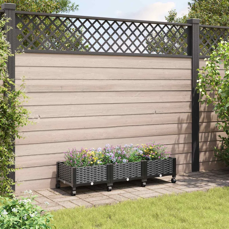 Macetero De Jardín Con Ruedas Negro 120 X 40 X 29 Cm Pp