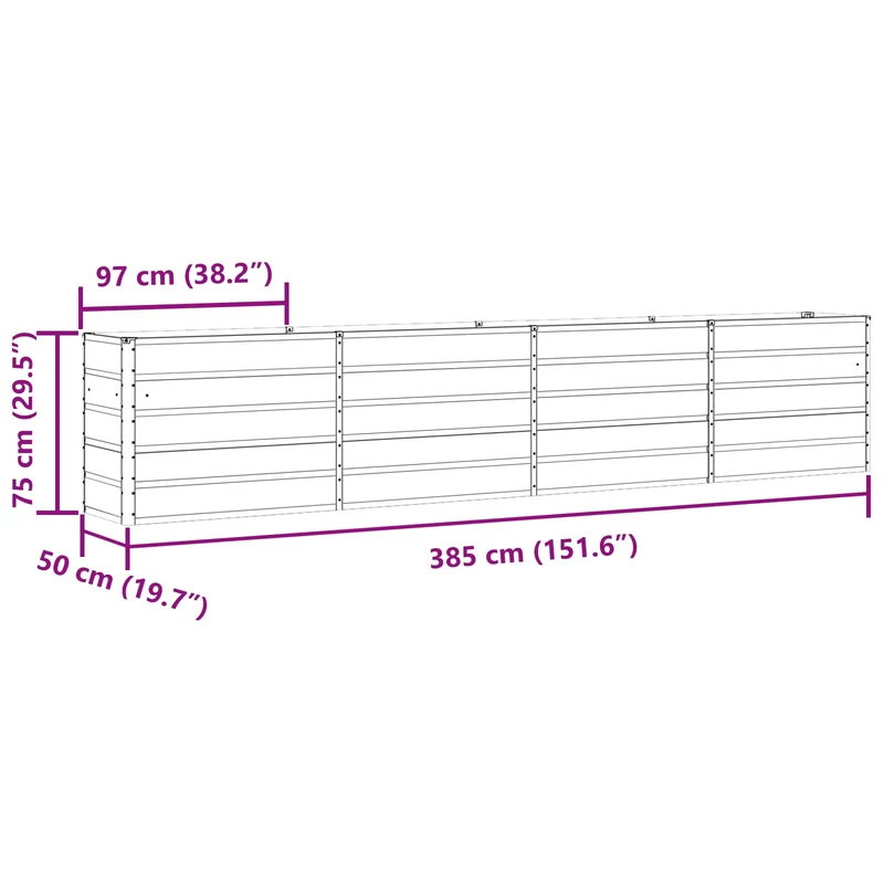 Jardinera Marfil 385 X 50 X 75 Cm Acero Galvanizado