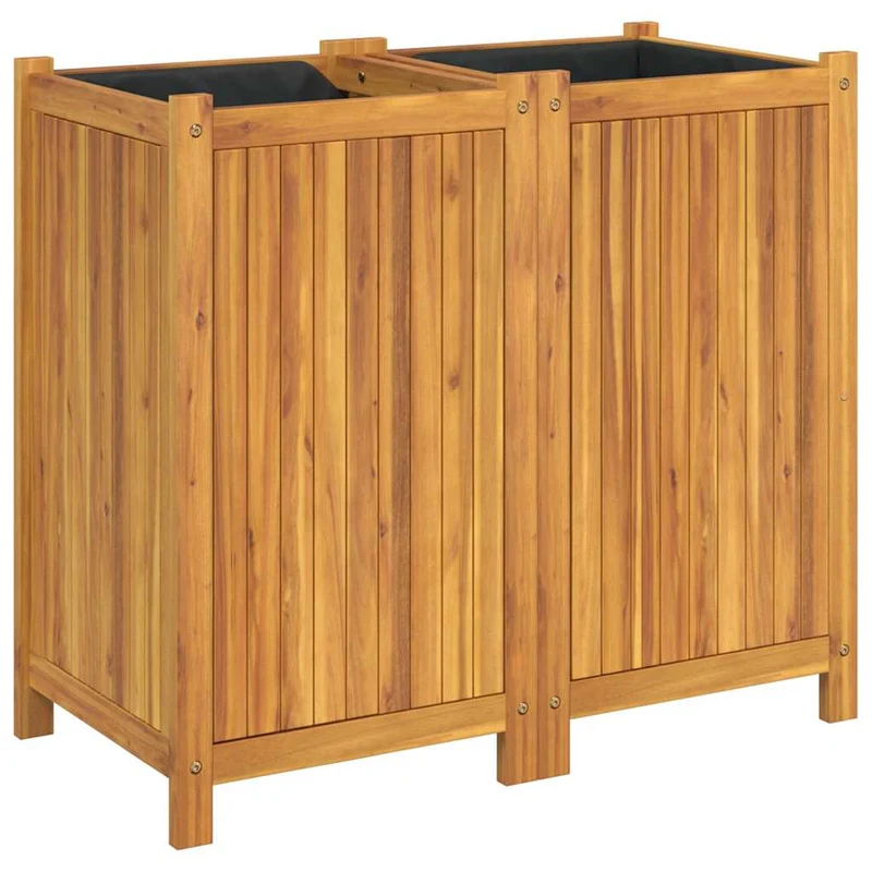 Jardinera Con Forro Madera Maciza De Acacia 84x42x75 Cm