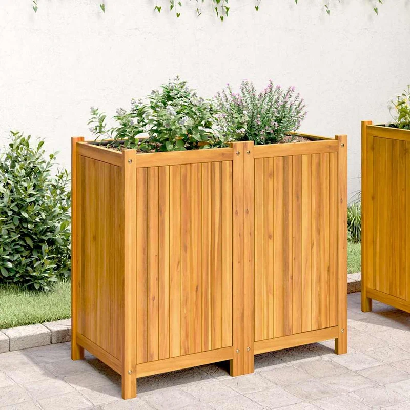 Jardinera Con Forro Madera Maciza De Acacia 84x42x75 Cm