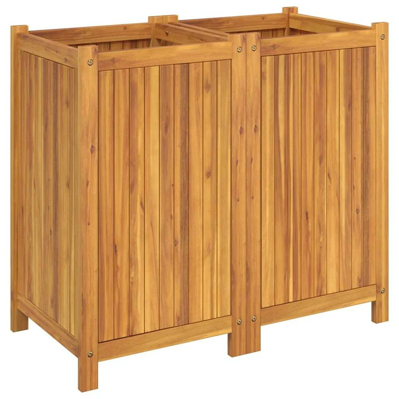 Jardinera Con Forro Madera Maciza De Acacia 84x42x75 Cm