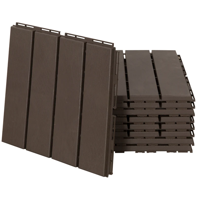 Outsunny Baldosas Cuadradas para Suelos Antideslizantes Exteriores Interiores Paquete de 9 Piezas 0.81 m² 30x30 cm Marrón