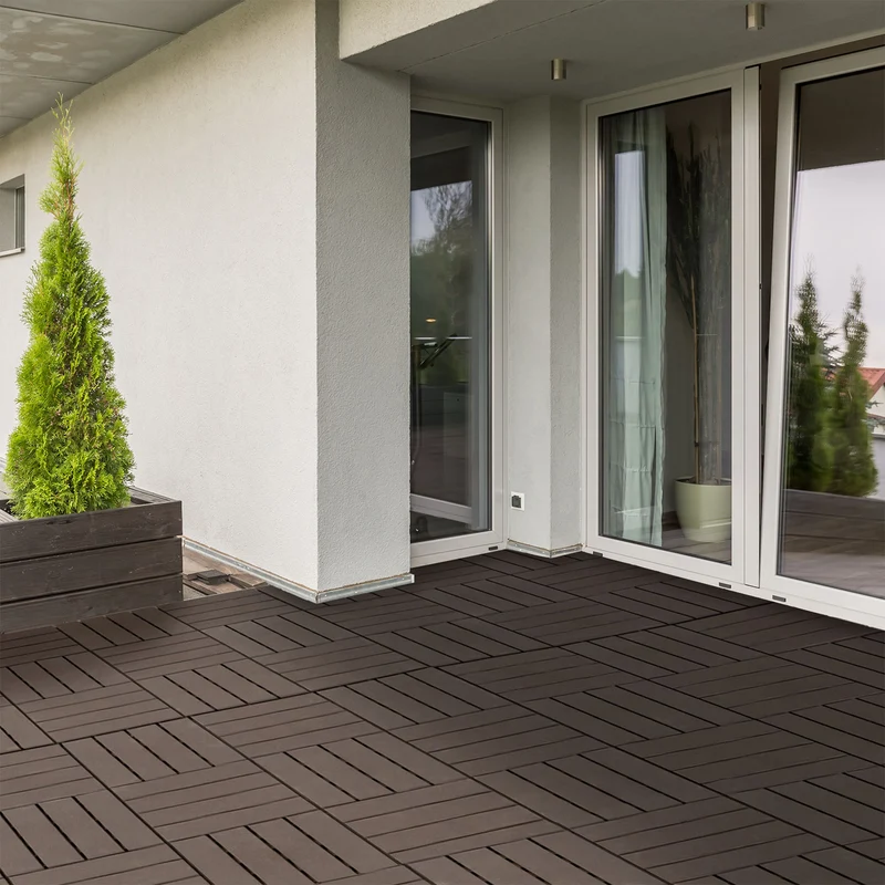 Outsunny Baldosas Cuadradas para Suelos Antideslizantes Exteriores Interiores Paquete de 9 Piezas 0.81 m² 30x30 cm Marrón
