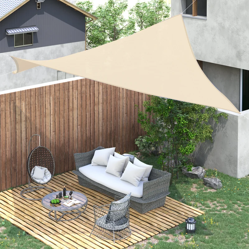 Outsunny Toldo Vela de Sombra Rectangular 4x6 m Toldo de Terraza con Anti-UV Anillo de Acero Inoxidable y Cuerdas de Nylon para Jardín Patio Crema
