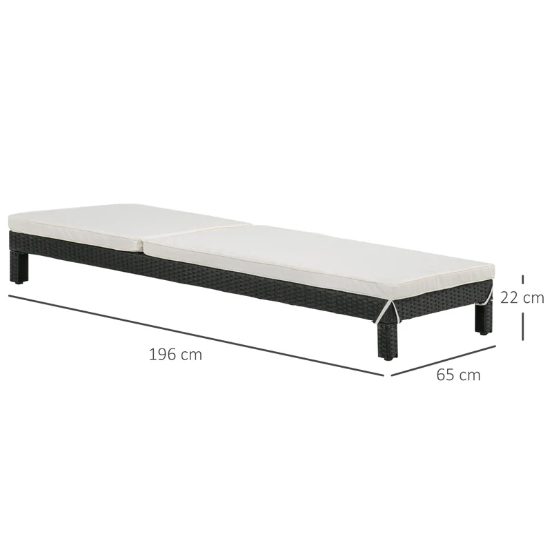 Outsunny Set de 2 Tumbonas de Ratán Chaise Longue con Cojines Acolchados Cubierta Impermeable Silla para Exterior Jardín Patio Terraza