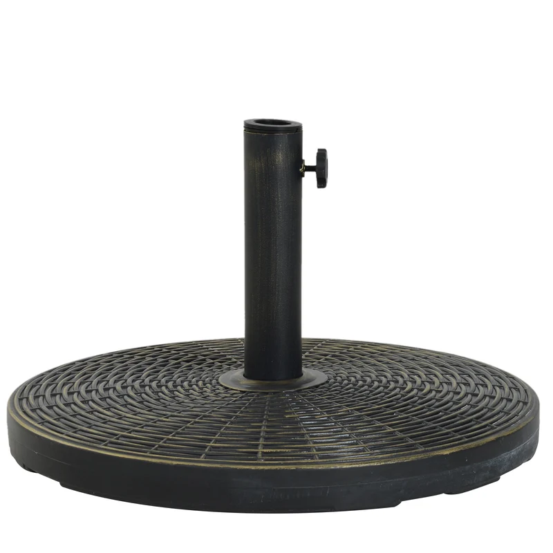 Outsunny Base de Sombrilla Ajustable Φ53x40 cm Universal Pie de Parasol de Cemento Soporte de Sombrilla Redondo Estilo Retro HDPE Patio Jardín Playa
