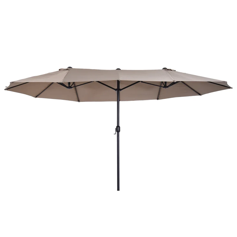 Outsunny Sombrilla Doble 4,55x2,65 m Sombrilla Terraza Exterior con Manivela Manual Resistente al Agua y Protección Solar Sombrilla Grande para Terraza Playa Piscina Café