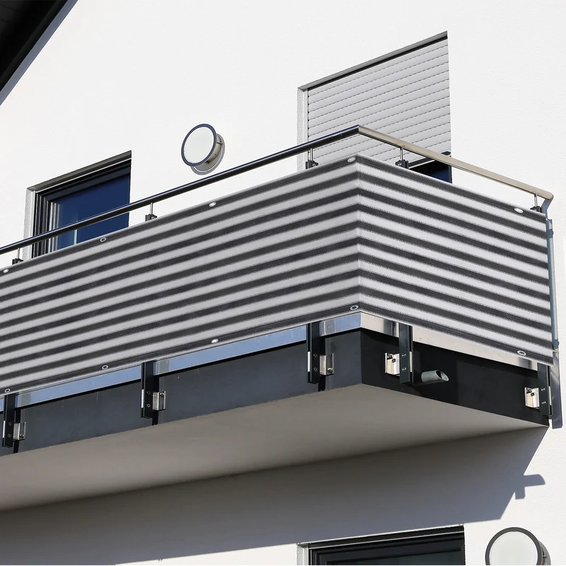 Outsunny 2 Pantallas de Privacidad para Balcones o Terraza Revestimiento HDPE para Exteriores Tela Protectora para Balcón Patio con Cuerdas 500x90 cm Gris y Negro