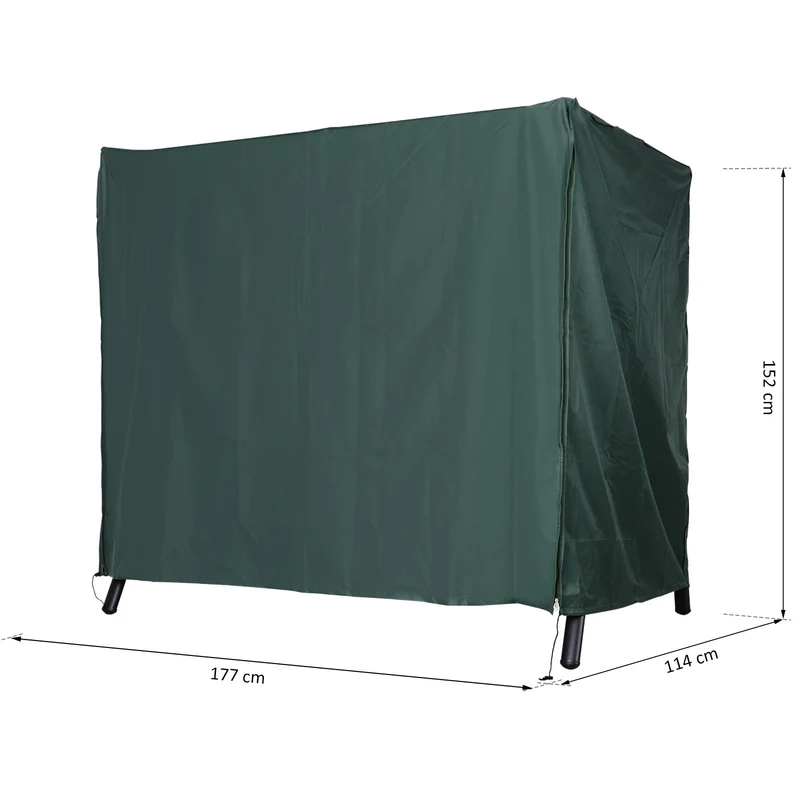 Outsunny Funda para Columpio de Jardín con Cremallera Cubierta Muebles para Exterior Ideal Columpios 177x114x152cm Verde Oscuro