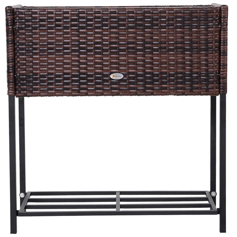 Outsunny Soporte para Jardinera Exterior para Huerto Urbano Mesa de Cultivo Jardinera Rectangular sin Fondo con Estante y Patas para Jardineras Macetas Tiestos 70x30x70 cm Marrón