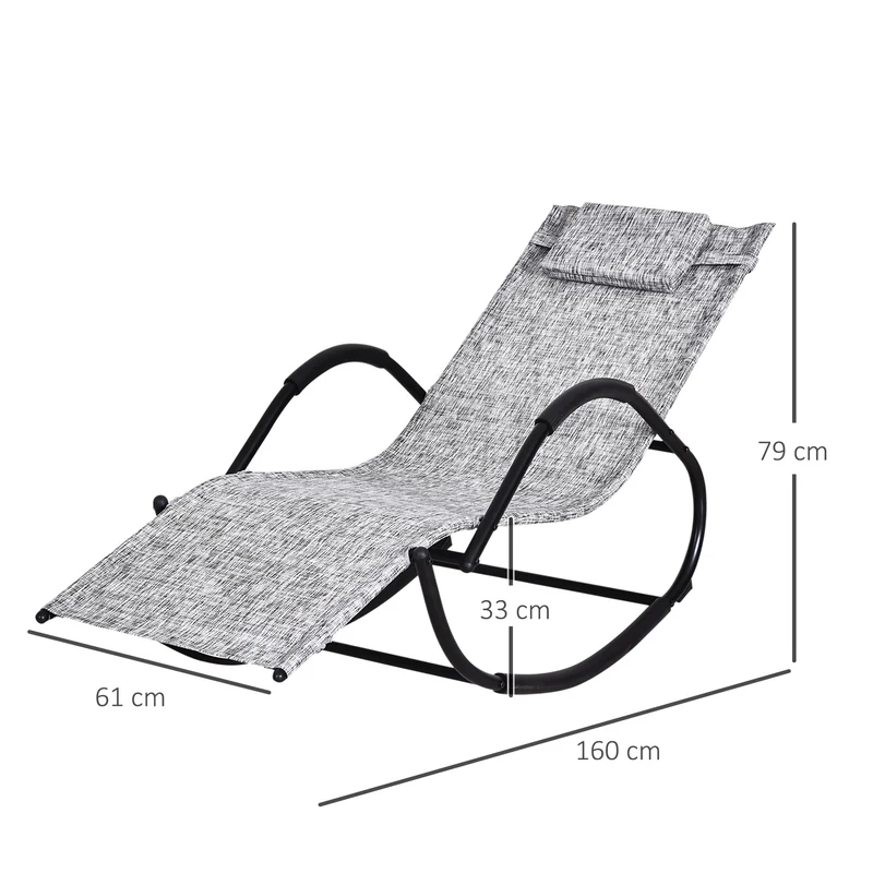 Outsunny Mecedora para Exterior Tumbona con Reposabrazos y Función Balancín para Terraza 160x61x79 cm Gris