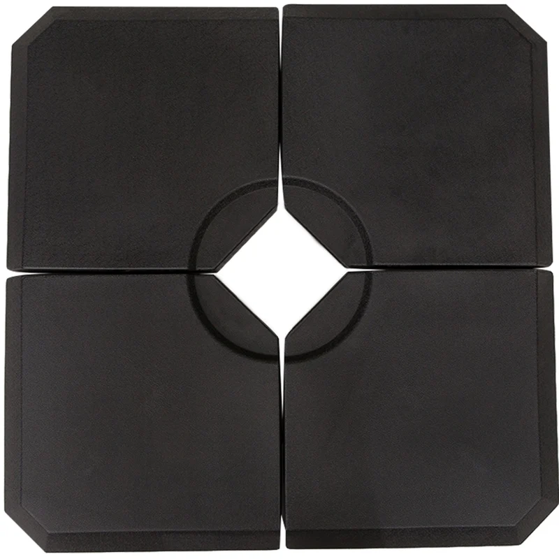 Outsunny Set de 4 Piezas Soporte de Parasol Base para Sombrilla Terreza o Jardín Rellenable de 80 kg de Agua o 120 kg de Arena Estable 100x100x9,5 cm Negro