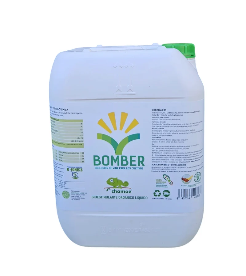 Bioestimulante Bomber Con Aminoácidos De Origen Vegetal Chamae, 20 Litros.