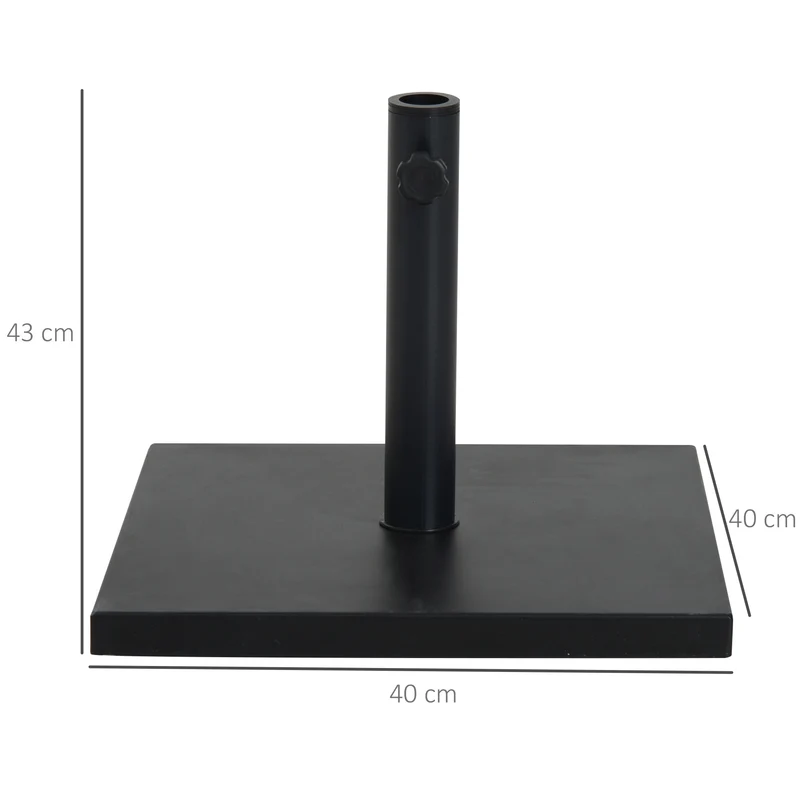 Outsunny Base de Sombrilla Peso 13 kg con Botón de Bloqueo para 35/38/48 mm Soporte para Parasol Cuadrada de Cemento para Jardín Terraza Balcón 40x40x43 cm Negro