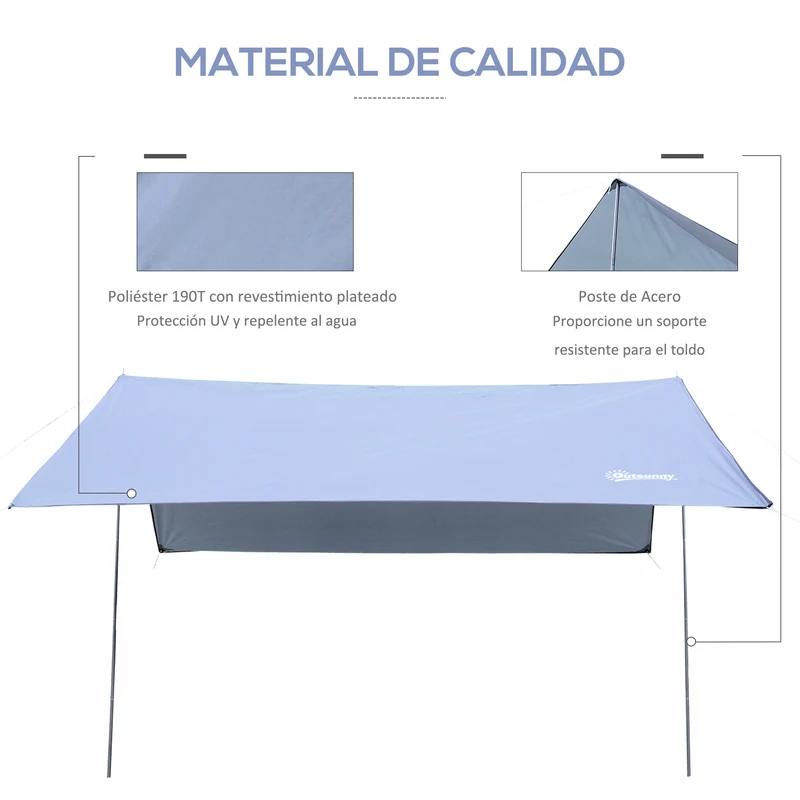 Outsunny Toldo de Refugio Portátil 300x292 cm Impermeable Carpa Ligero Tienda de Campaña Grande para Camping Playa Picnic Senderismo Protección UV Blanco