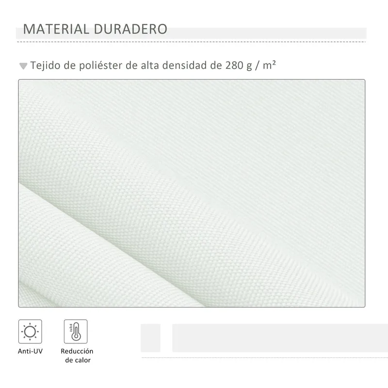 Outsunny Toldo Manual Retráctil 395x245 cm Toldo para Balcón con Manivela de Metal Impermeable y Anti-UV Toldo Enrollable de Exterior para Jardín Terraza Ventanas Blanco
