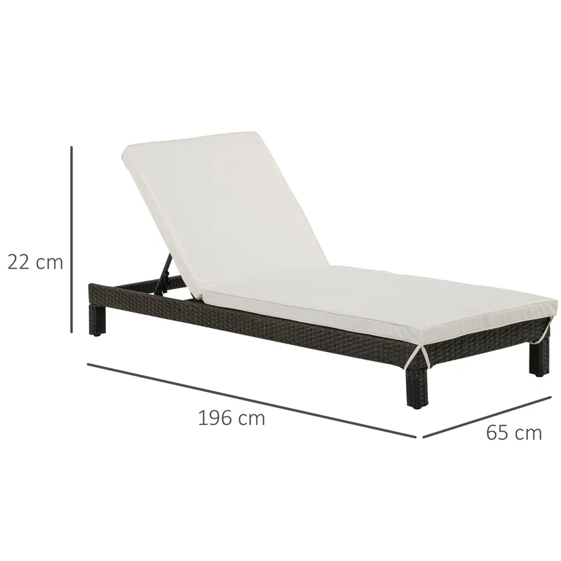 Outsunny Set de 2 Tumbonas de Ratán Chaise Longue con Cojines Acolchados Cubierta Impermeable Silla para Exterior Jardín Patio Terraza