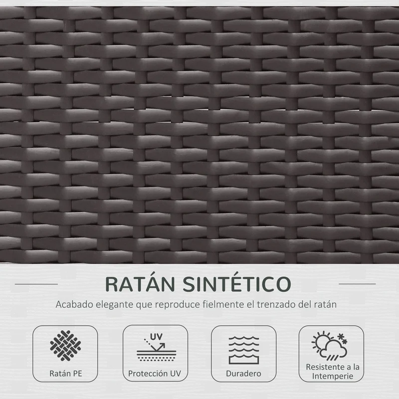 Outsunny Conjunto Muebles de Jardín Ratán 7 Piezas Set de Sofás Patio con 1 Mesita Almohada y Cojín Incluido Marco Acero Resistente Intemperie UV para Exterior Marrón