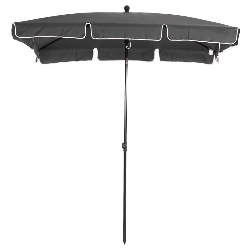 Outsunny Sombrilla de Jardín de Aluminio 198x130x245 cm Parasol de Jardín Rectangular con Función de Inclinación para Terraza Patio Exterior Gris