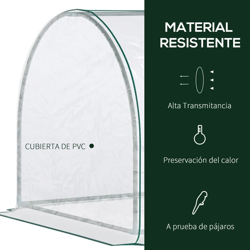 Outsunny Invernadero de Exterior 200x100x80 cm Invernadero de Jardín Tipo Túnel con Marco de Acero y Cubierta de PVC Invernadero Pequeño para Cultivo de Plantas Tomates Transparente