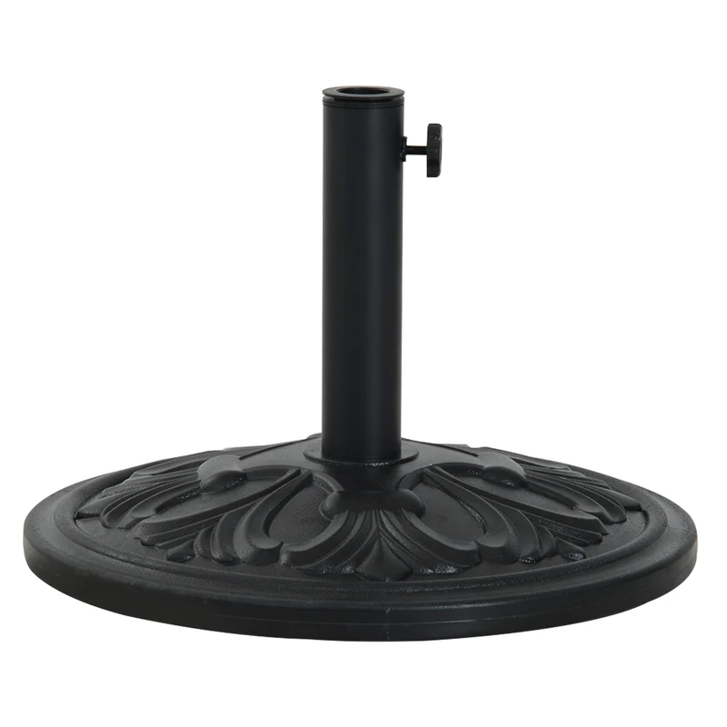 Outsunny Base de Sombrilla Peso 13 kg Soporte para Parasol Redondo de HDPE y Cemento para Poste de Paraguas de Ø35/38/48 mm para Terraza Patio Jardín Playa Ø48x34 cm Negro