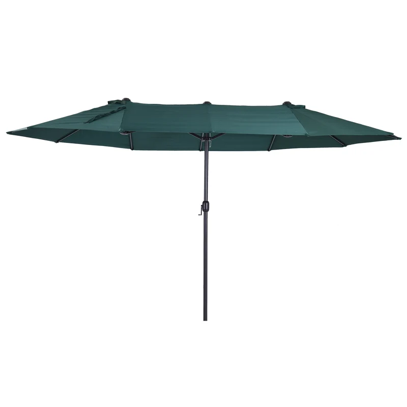 Outsunny Sombrilla Doble 4,55x2,65 m Sombrilla Terraza Exterior con Manivela Manual Resistente al Agua y Protección Solar Sombrilla Grande para Terraza Playa Piscina Verde