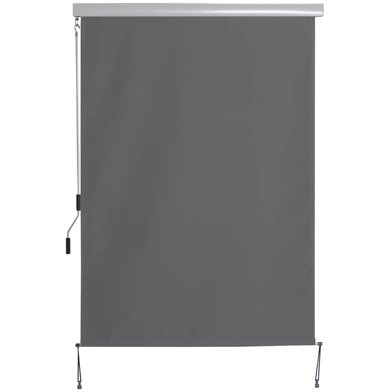 Outsunny Toldo Vertical Enrollable con Manivela Protección UV para Interior y Exterior Balcón Porche Terraza 140x250 cm Gris