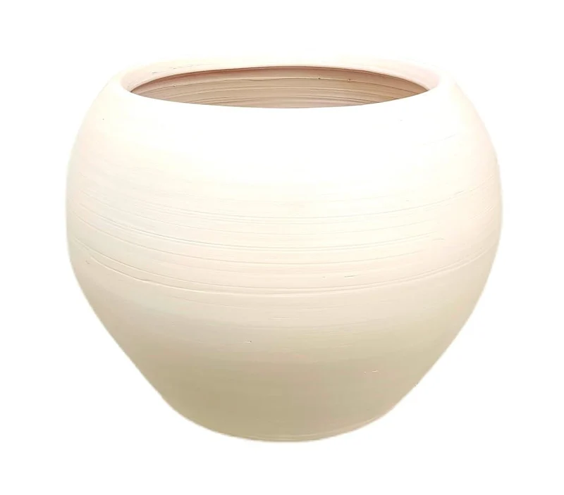 Macetero De Cerámica Esfera Blanco 31cm