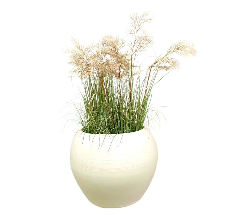 Macetero De Cerámica Esfera Blanco 31cm