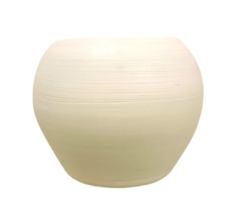 Macetero De Cerámica Esfera Blanco 35cm