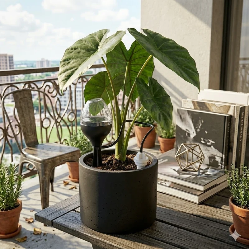 Riego Por Goteo Para Plantas Iriso Con Depósito – Negro