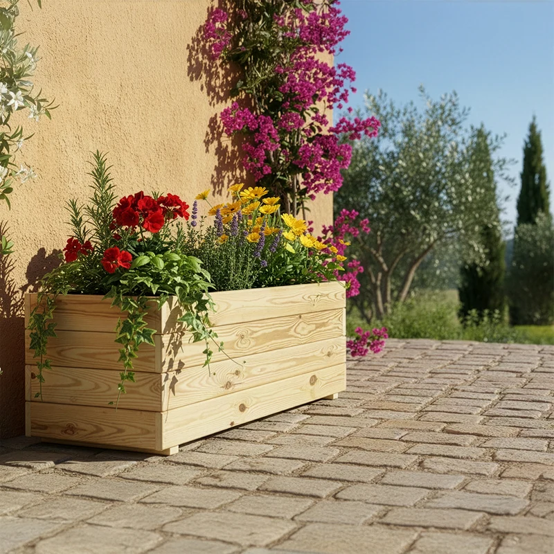 Jardinera Rectangular De Madera Tratada 100x40x40 Cm Ghio Hortalia