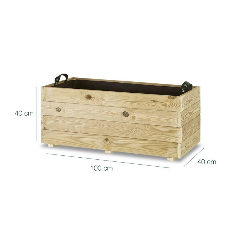 Jardinera Rectangular De Madera Tratada 100x40x40 Cm Ghio Hortalia