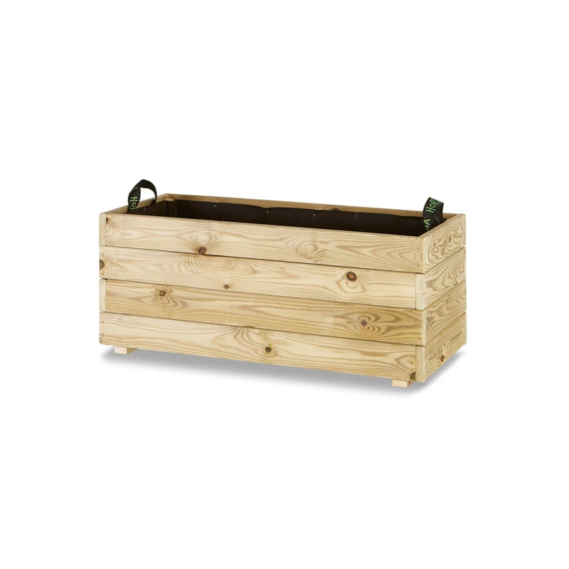 Jardinera Rectangular De Madera Tratada 90x40x40 Cm Ghio Hortalia
