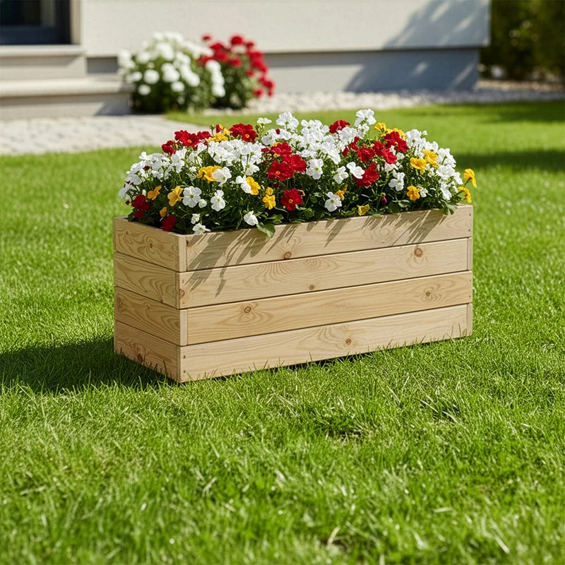 Jardinera Rectangular De Madera Tratada 90x40x40 Cm Ghio Hortalia