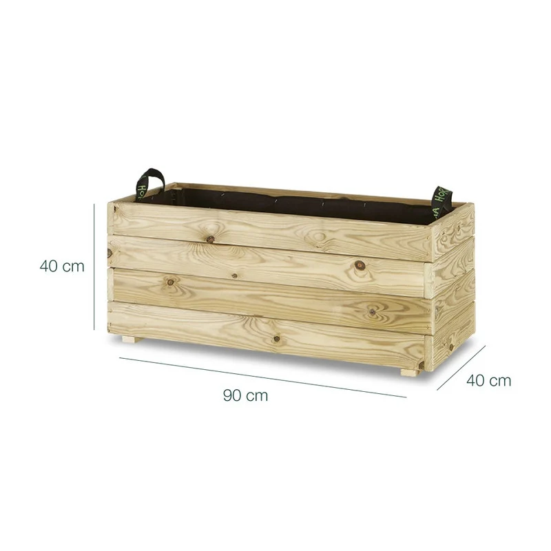 Jardinera Rectangular De Madera Tratada 90x40x40 Cm Ghio Hortalia