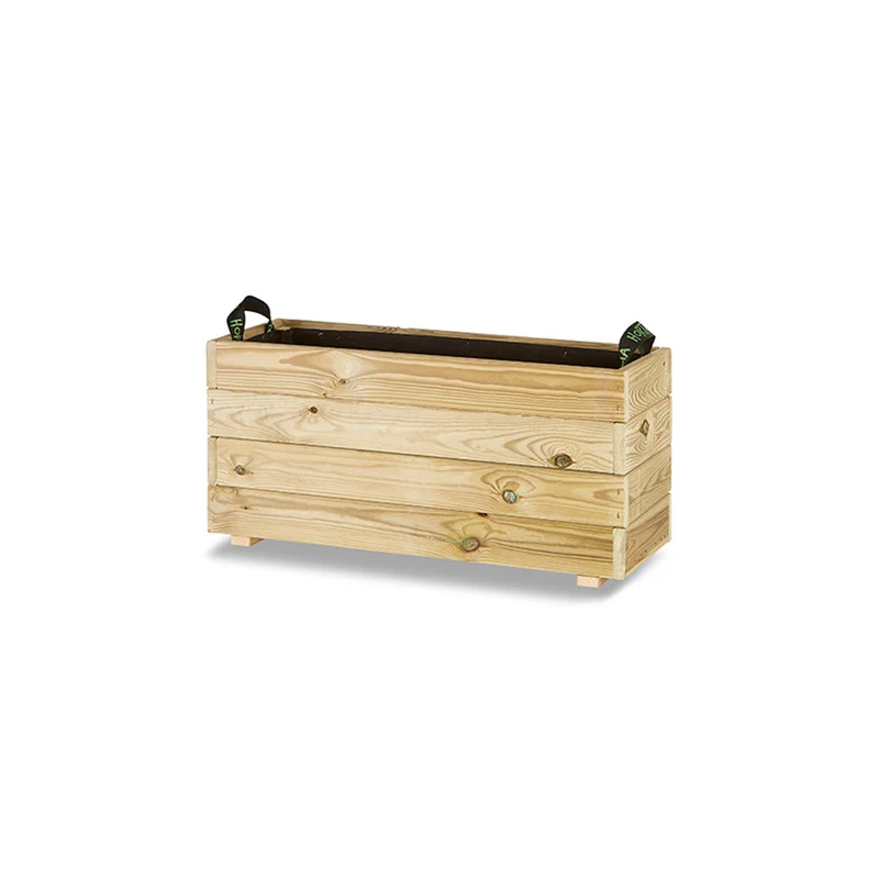 Jardinera Rectangular De Madera Tratada 80x30x40 Cm Ghio Hortalia