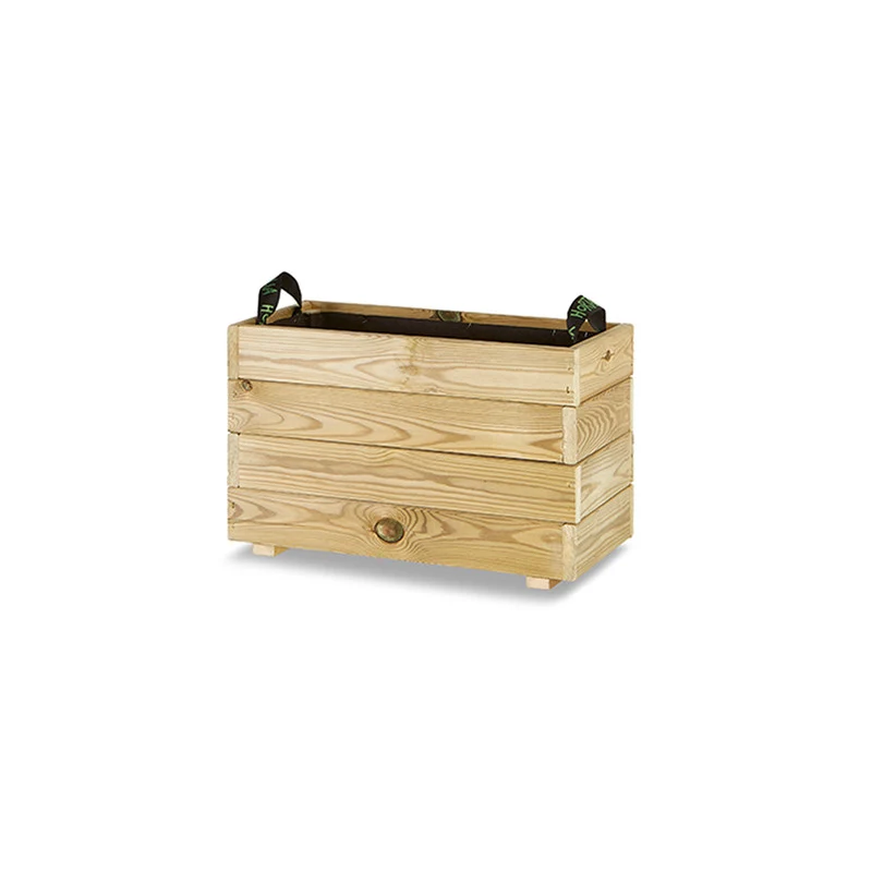 Jardinera Rectangular De Madera Tratada 60x30x40 Cm Ghio Hortalia