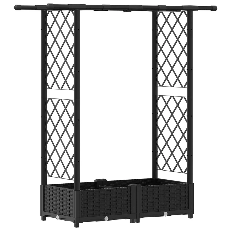 Cama Elevada Con Trellis Y Techo Negro 122,5 X 40 X 121 Cm Pp