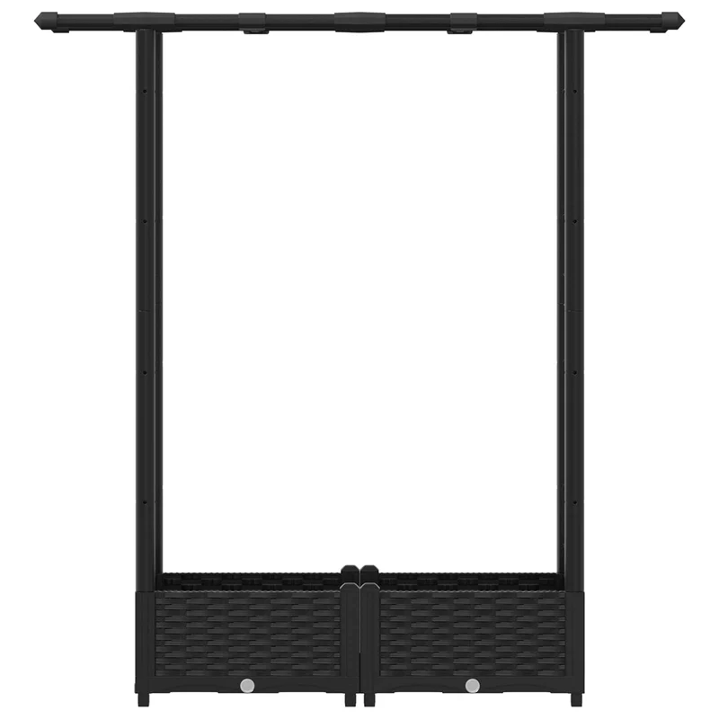 Cama Elevada Con Trellis Y Techo Negro 122,5 X 40 X 121 Cm Pp