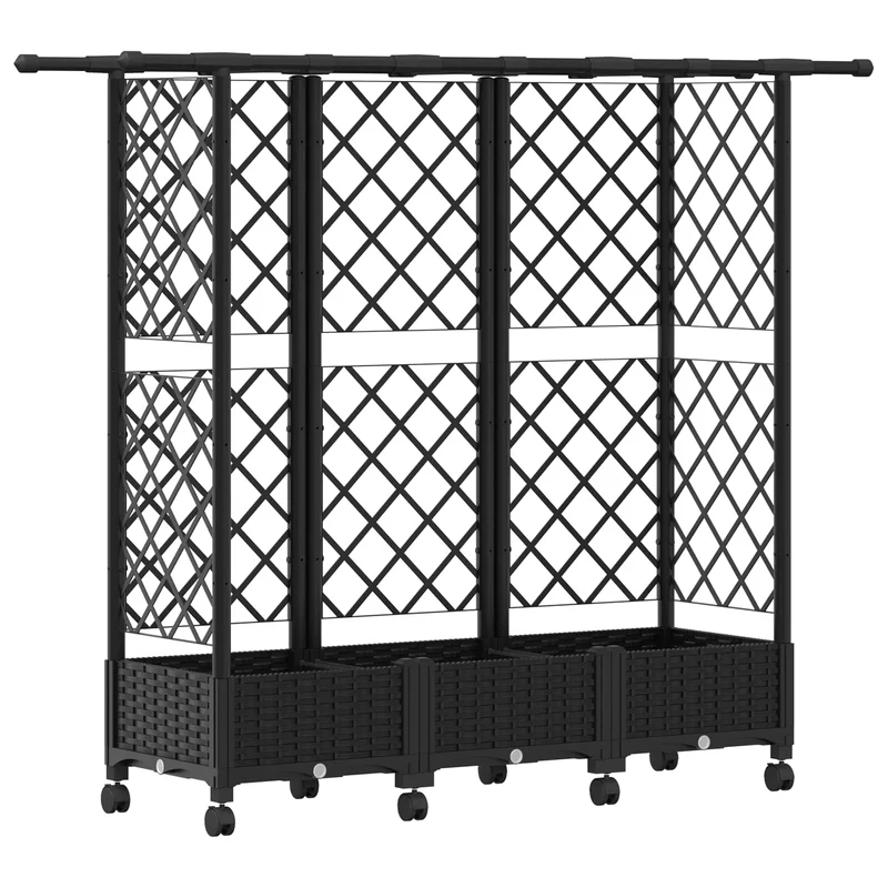 Cama Elevada Con Trellis Y Techo Negro 164 X 40 X 127 Cm Pp