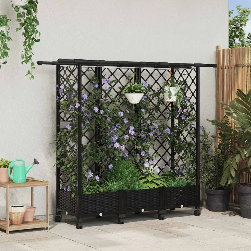 Cama Elevada Con Trellis Y Techo Negro 164 X 40 X 127 Cm Pp