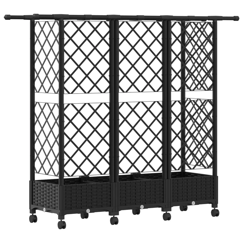 Cama Elevada Con Trellis Y Techo Negro 164 X 40 X 127 Cm Pp