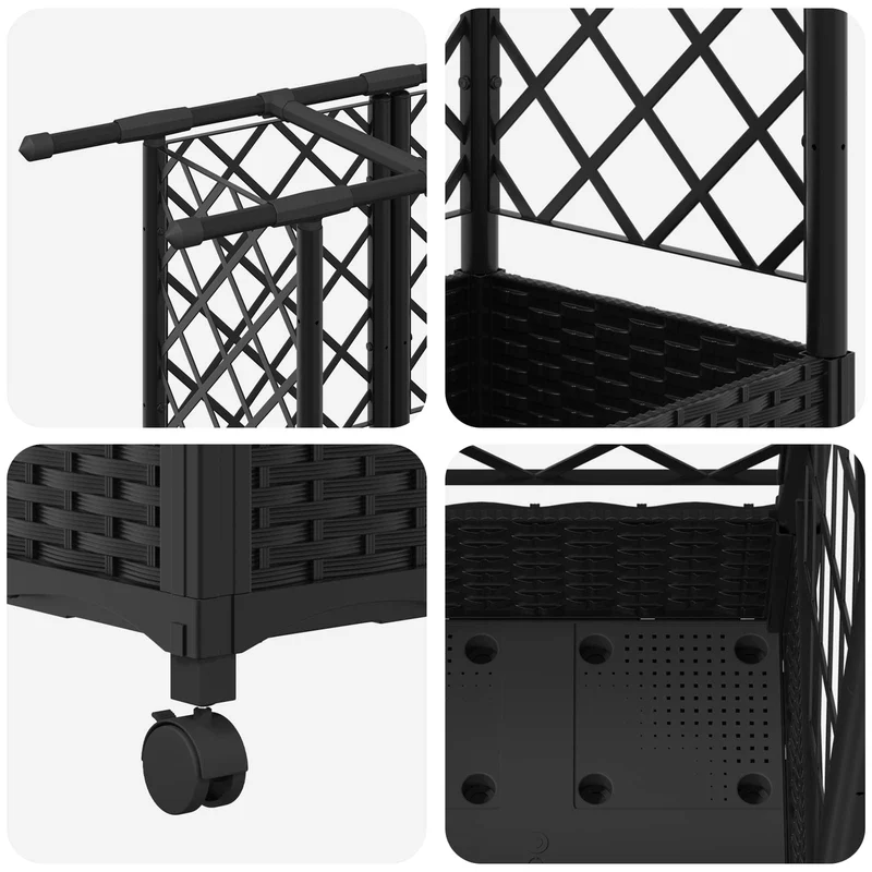 Cama Elevada Con Trellis Y Techo Negro 164 X 40 X 127 Cm Pp