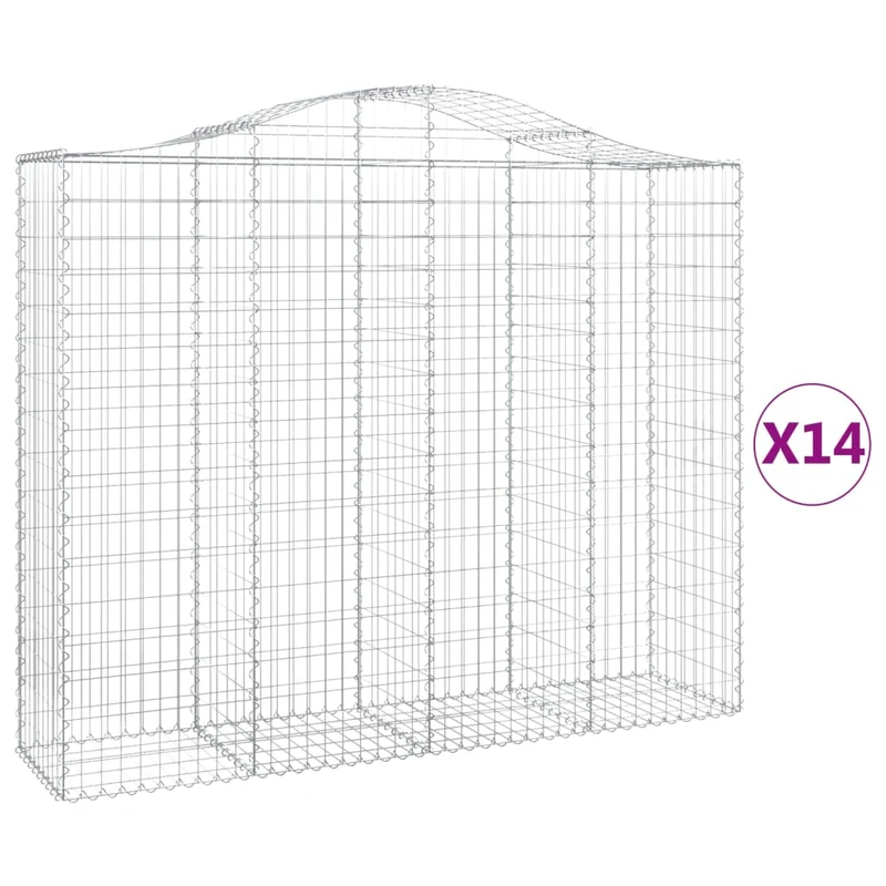 Cestas Gaviones 14 Uds Forma De Arco Hierro 200x50x160/180 Cm