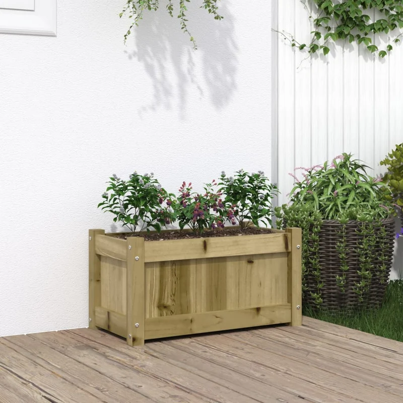 Jardinera De Madera De Pino Impregnada 60x31x31 Cm